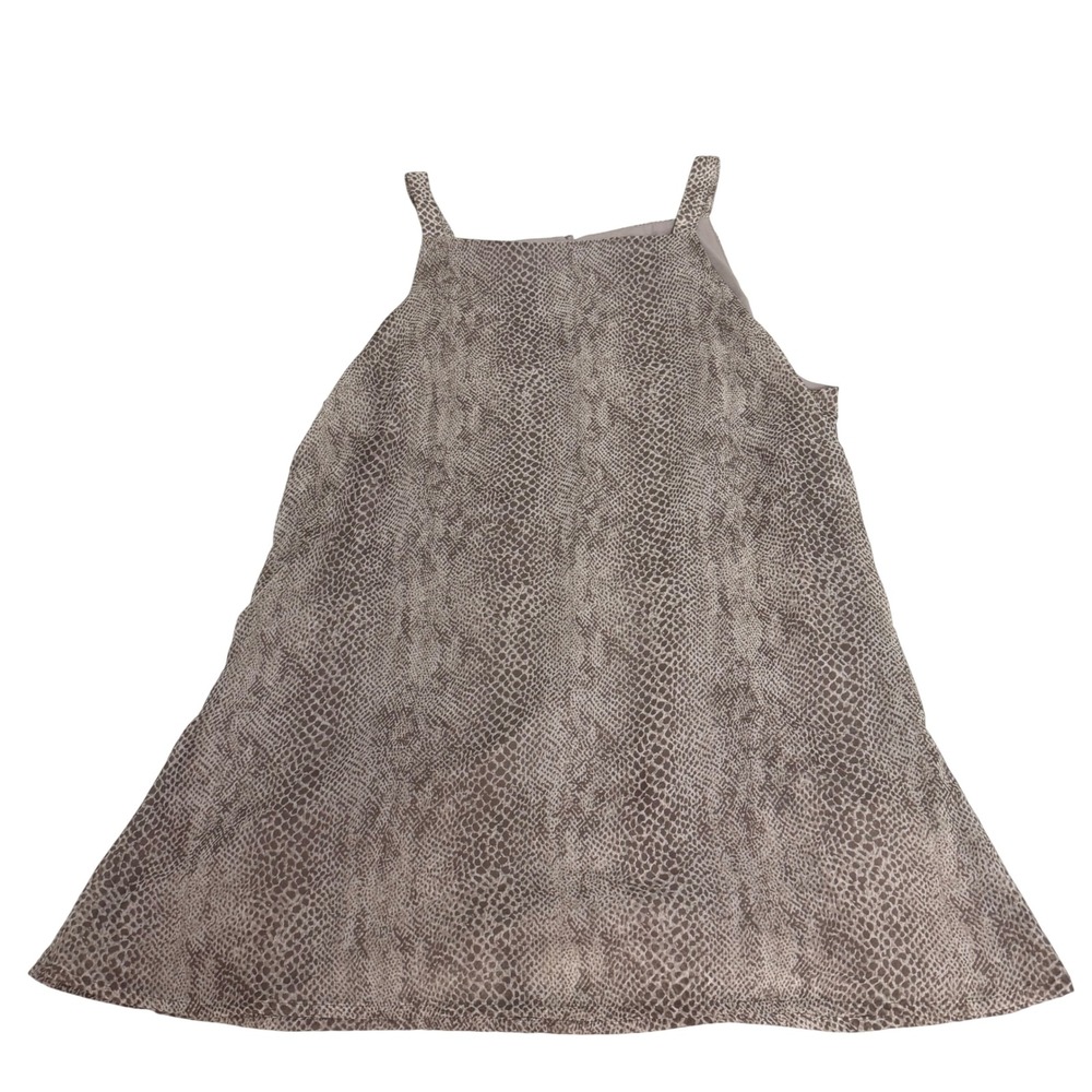 Banana Republic Womens Large Snakeskin Print Square Neck Sleeveless Blouse Tan